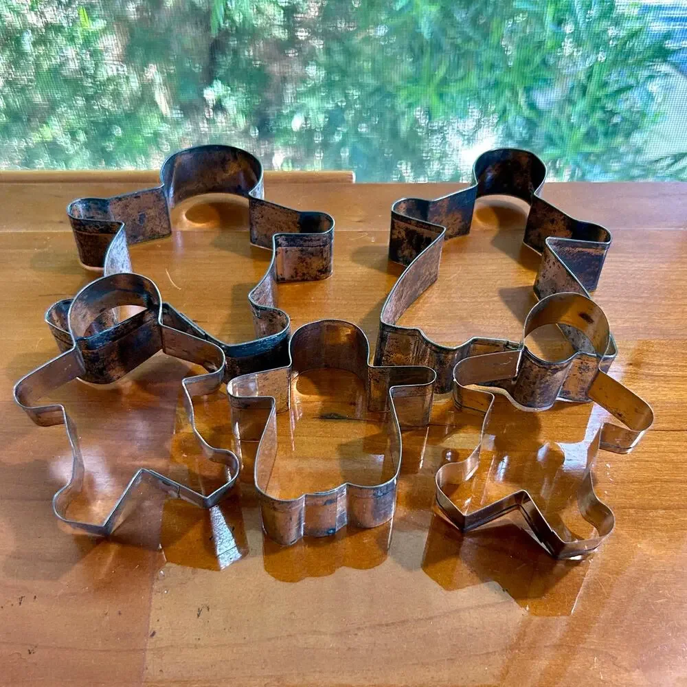 Vintage Gingerbread Family Cookie Cutters Set of 5 – Tin Man & Woman Cutters